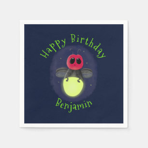 Cute lightning bug firefly cartoon illustration napkin