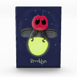 Cute lightning bug firefly cartoon illustration photo block