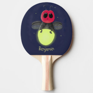 Cute lightning bug firefly cartoon illustration ping pong paddle