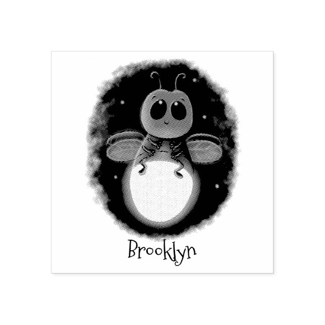 Cute lightning bug firefly cartoon illustration rubber stamp (Imprint)