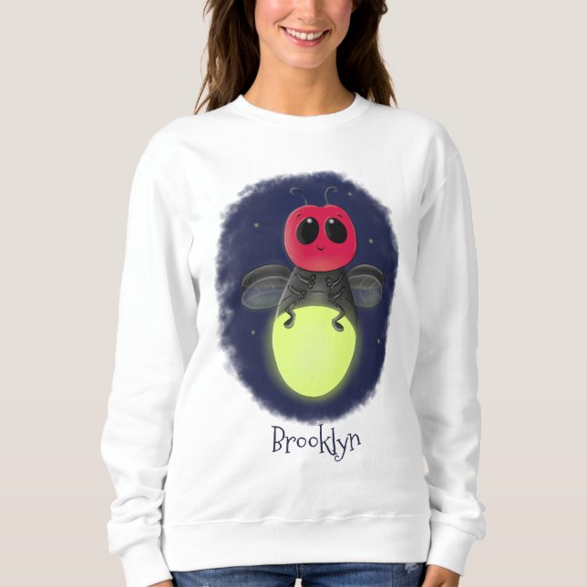 Cute lightning bug firefly cartoon illustration sweatshirt (Front)