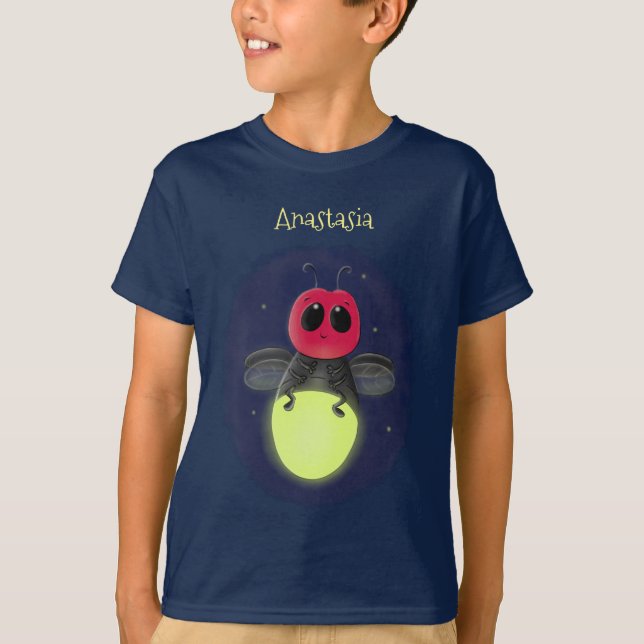 Cute lightning bug firefly cartoon illustration T-Shirt (Front)