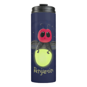 Cute lightning bug firefly cartoon illustration thermal tumbler