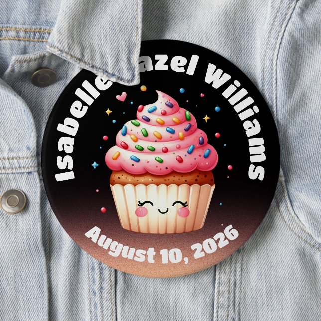 Cute L'il Cupcake Candy Sprinkles Baby Shower 6 Cm Round Badge (In Situ)