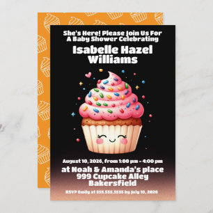 Cute L'il Cupcake Sprinkles Baby Shower Invitation