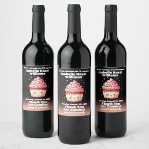 Cute L'il Cupcake Sprinkles Baby Shower Welcome Wine Label