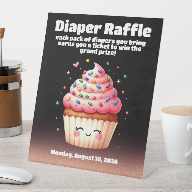 Cute L'il Cupcake Sprinkles Diaper Raffle Sign (In SItu)
