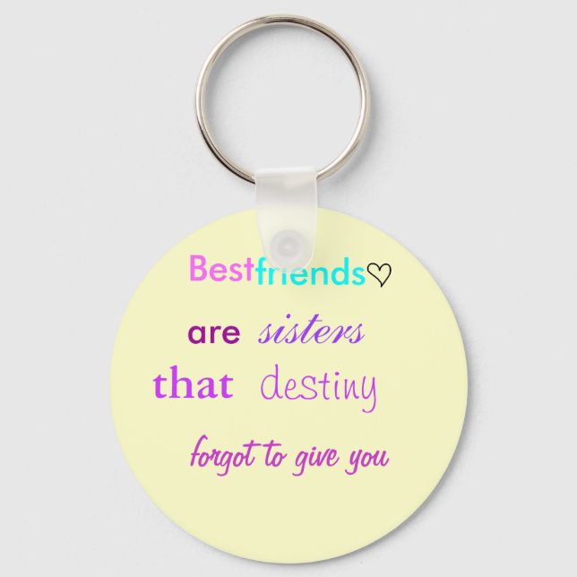 cute lil heart, Best , friends, are , sisters, ... Key Ring (Front)