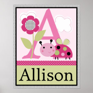 Cute Lil Little Ladybug Letter & Name Wall Poster