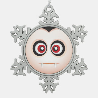 Cute Lil' Vampire Halloween Emoji Snowflake Pewter Christmas Ornament