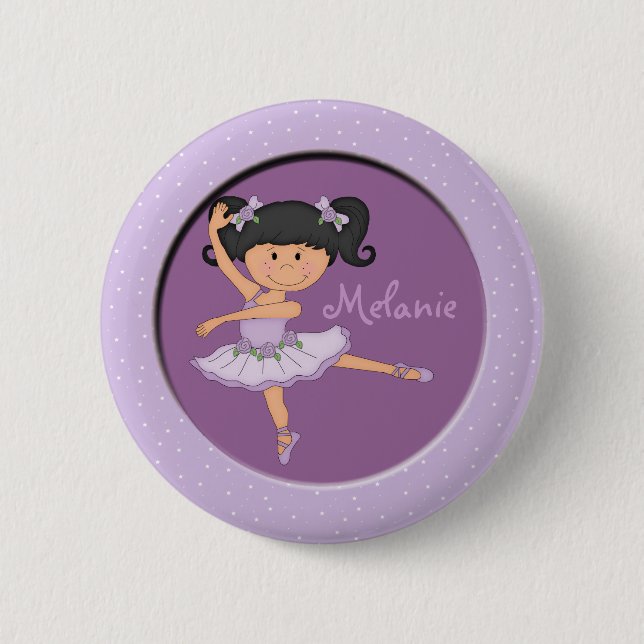 Cute lilac Ballerina 1 Custom Name 6 Cm Round Badge (Front)