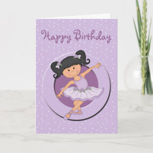 Cute Lilac Ballerina 3 Birthday Card