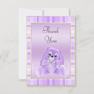 Cute Lilac Bunny  Baby Shower Thank You Card