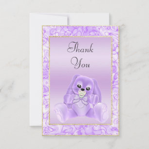 Cute Lilac Bunny Baby Shower Thank You Card