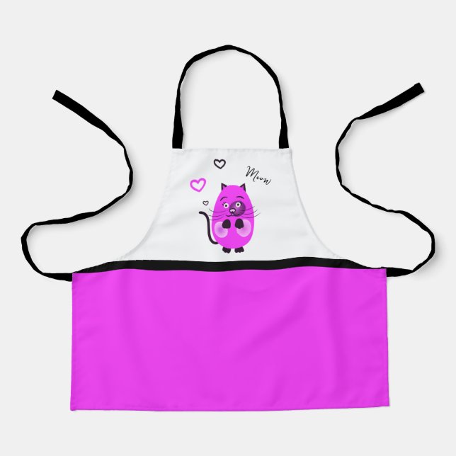 Cute lilac cat apron (Front)