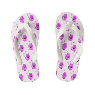 Cute lilac cat kid's flip flops