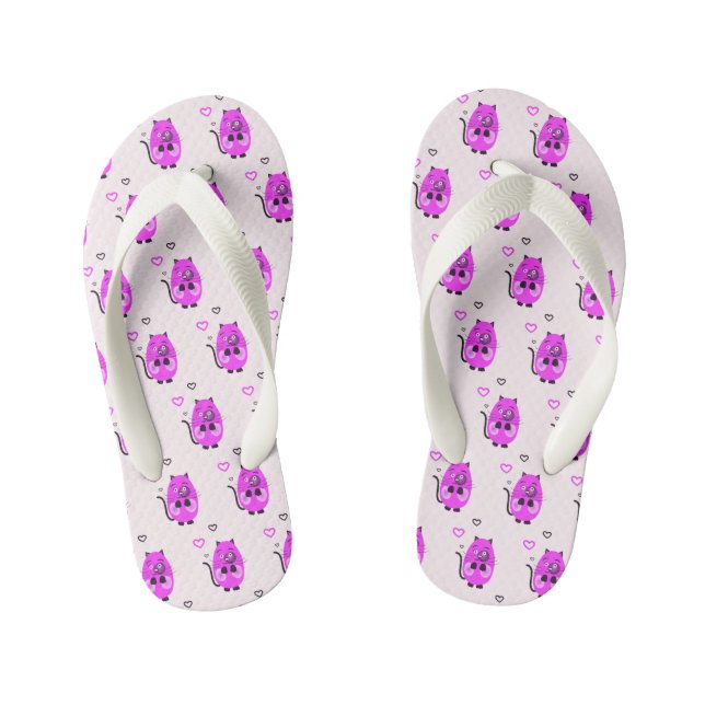 Cute lilac cat kid's flip flops (Footbed)