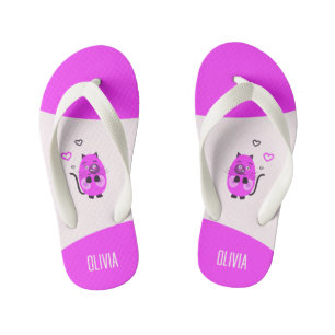Cute lilac cat kid's flip flops