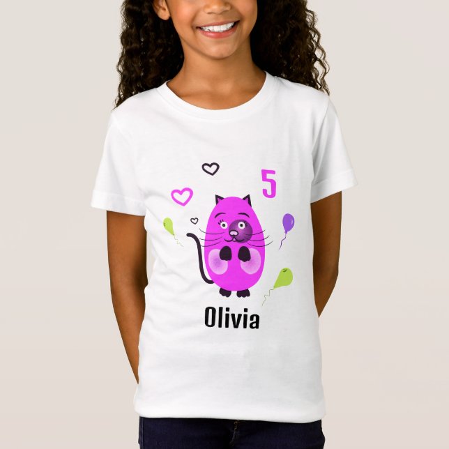 Cute lilac cat T-Shirt (Front)