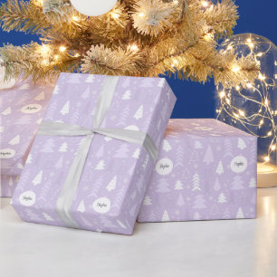 Cute Lilac Christmas trees Personalised Wrapping Paper