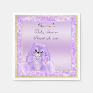 Cute Lilac Floppy Ears Bunny Baby Shower Napkin