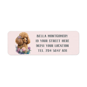 Cute Lilac Floral Poodle Dog design Purple Girly 
