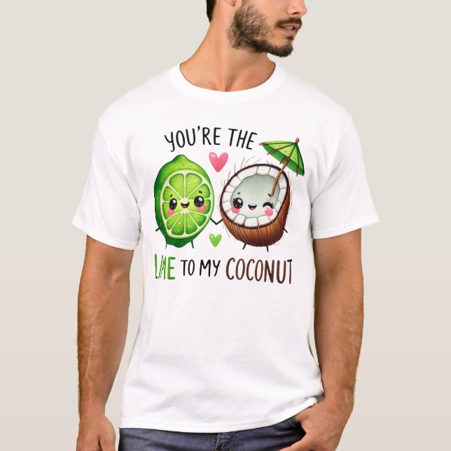 Cute Lime and Coconut Friendship Design T-Shirt (Front)