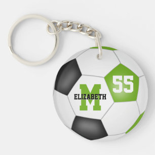 cute lime black white soccer bag tag key ring