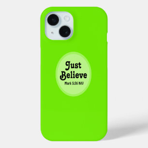 Cute Lime Green Believe Bible Verse Miracle Faith iPhone 15 Case
