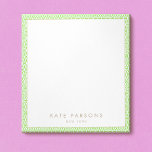 Cute Lime Green Lattice Pattern Notepad<br><div class="desc">Aqua blue and white lattice pattern background..  For additional matching marketing materials,  custom design or
logo enquiry,  please contact me at maurareed.designs@gmail.com and I will reply within 24 hours.
For shipping,  card stock enquires and pricing contact Zazzle directly.</div>