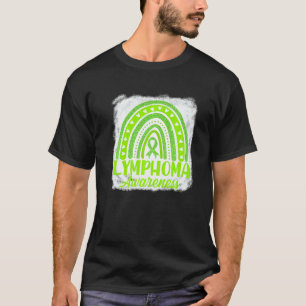 Cute Lime Green Ribbon Boho Rainbow Lymphoma Aware T-Shirt