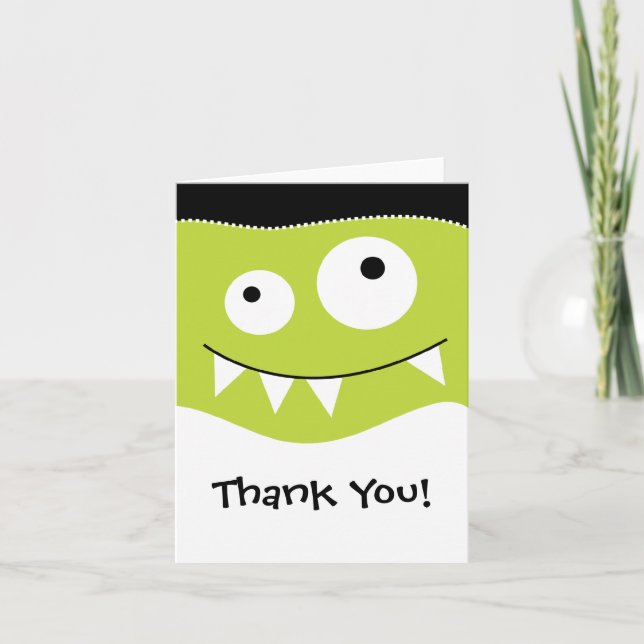 Cute Lime MonsterThank You Note Thank You Card (Front)