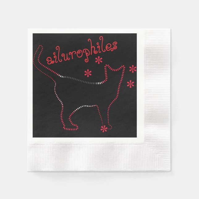 cute line art cat,awesome cat Paper Napkin (Front)