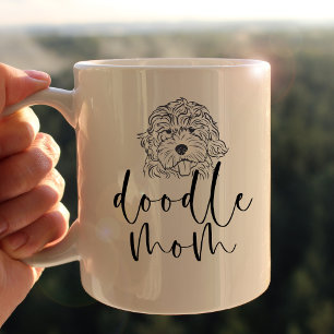Cute Line Art Doodle Mum Black and White Coffee Mug