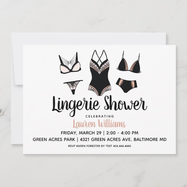 Cute Lingerie Bridal Bachelorette Invitation (Front)