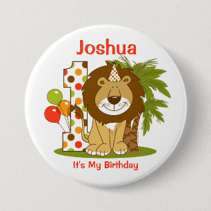 Cute Lion 1st Birthday 7.5 Cm Round Badge