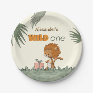 Cute Lion 1st Birthday Party Paper Plate