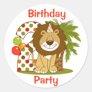 Cute Lion 2nd Birthday Classic Round Sticker