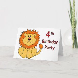 Cute Lion 4th Birthday Card