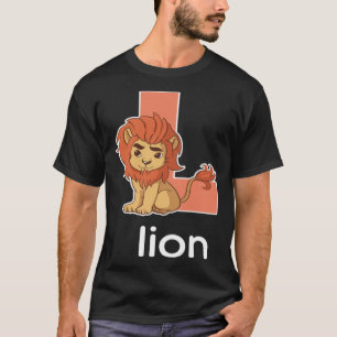 Cute Lion Alphabet Letter Big Cats  Kids T-Shirt