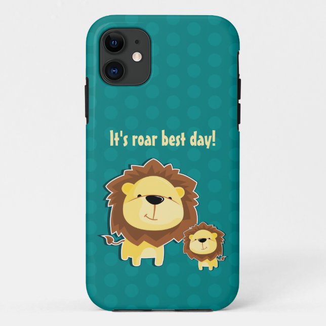 Cute Lion And Baby Cub Kids Birthday Case-Mate iPhone Case (Back)