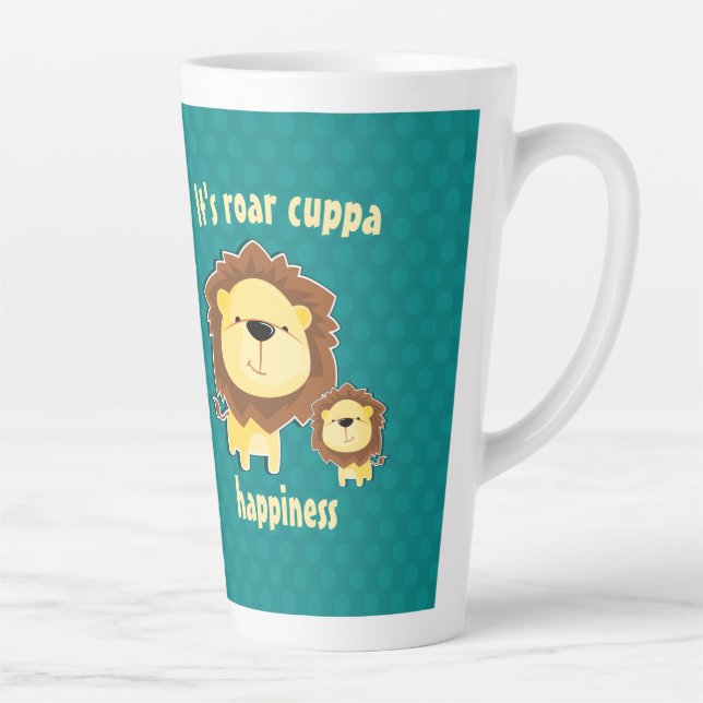 Cute Lion And Baby Cub Kids Birthday Latte Mug (Right)