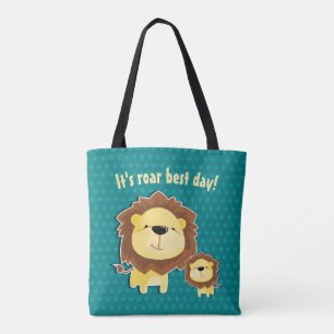 Cute Lion And Baby Cub Kids Birthday Tote Bag