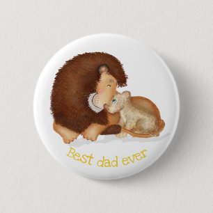 Cute lion and cub 'Best dad ever' badge