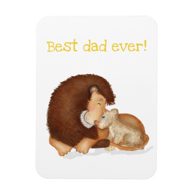 Cute lion and cub 'Best dad ever' magnet (Vertical)