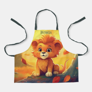 Cute lion animal lovers add name apron