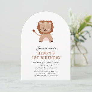 Cute Lion arch 1st birthday invitation