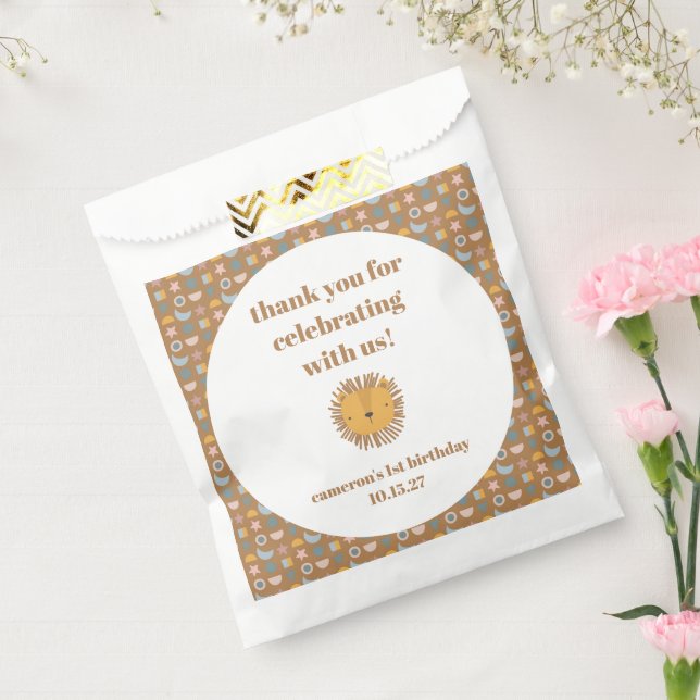 Cute Lion Baby Animal Custom Birthday Thank You  Favour Bags (Sealed)