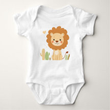 Cute Lion Baby Jersey Bodysuit Animal Design  