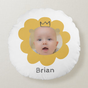 Cute Lion Baby Picture Round Cushion